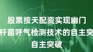 股票按天配资实现幽门螺杆菌呼气检测技术的自主突破